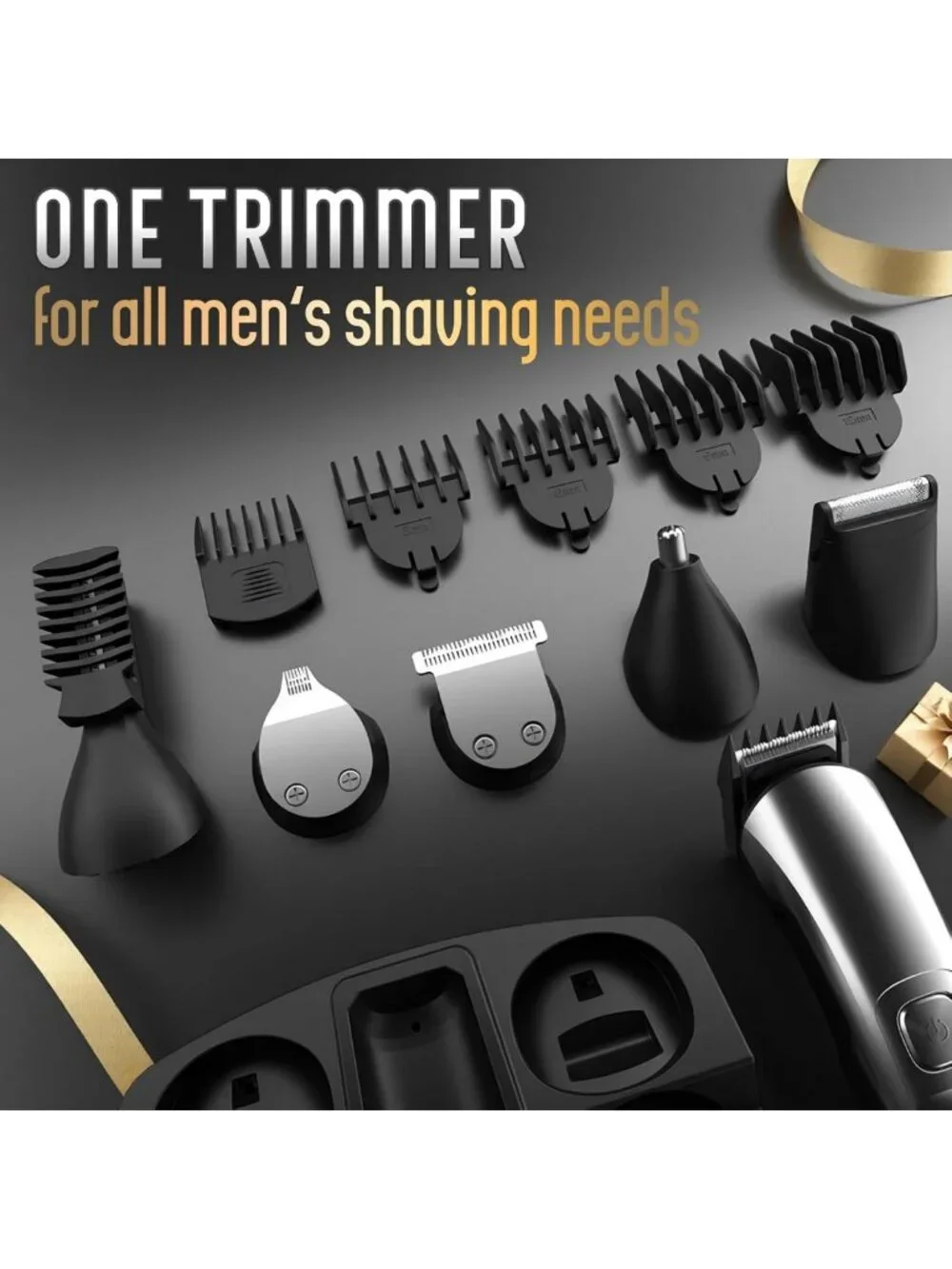 Waterproof Cordless Beard Trimmer & Grooming Kit for Men - Face, Body, Nose